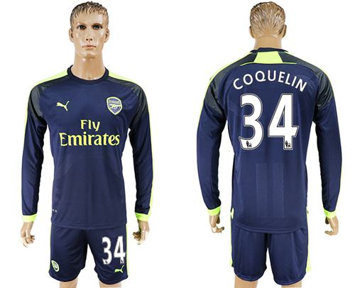 Arsenal 34 Coquelin Sec Away Long Sleeves Soccer Club Jersey