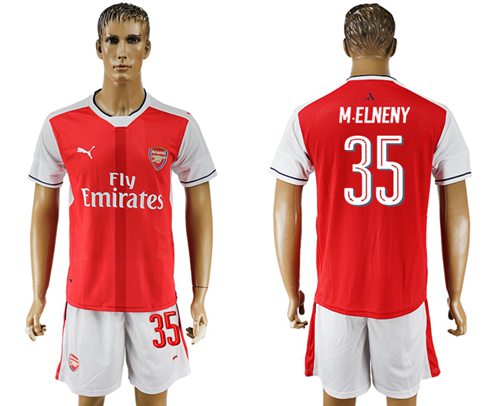 Arsenal 35 M Elneny Champions League Home Soccer Club Jersey