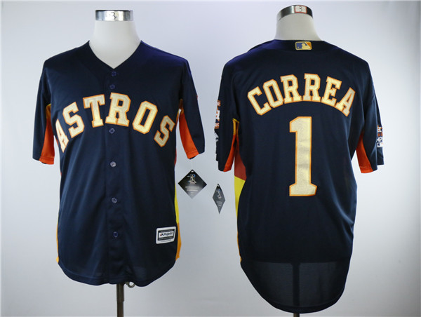 Astros 1 Carlos Correa Navy 2018 Gold Program Cool Base Jersey