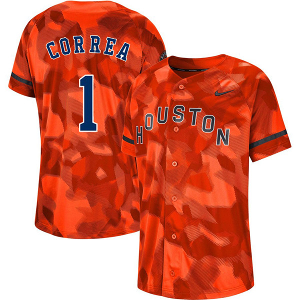 Astros 1 Carlos Correa Orange Camo Fashion Jersey