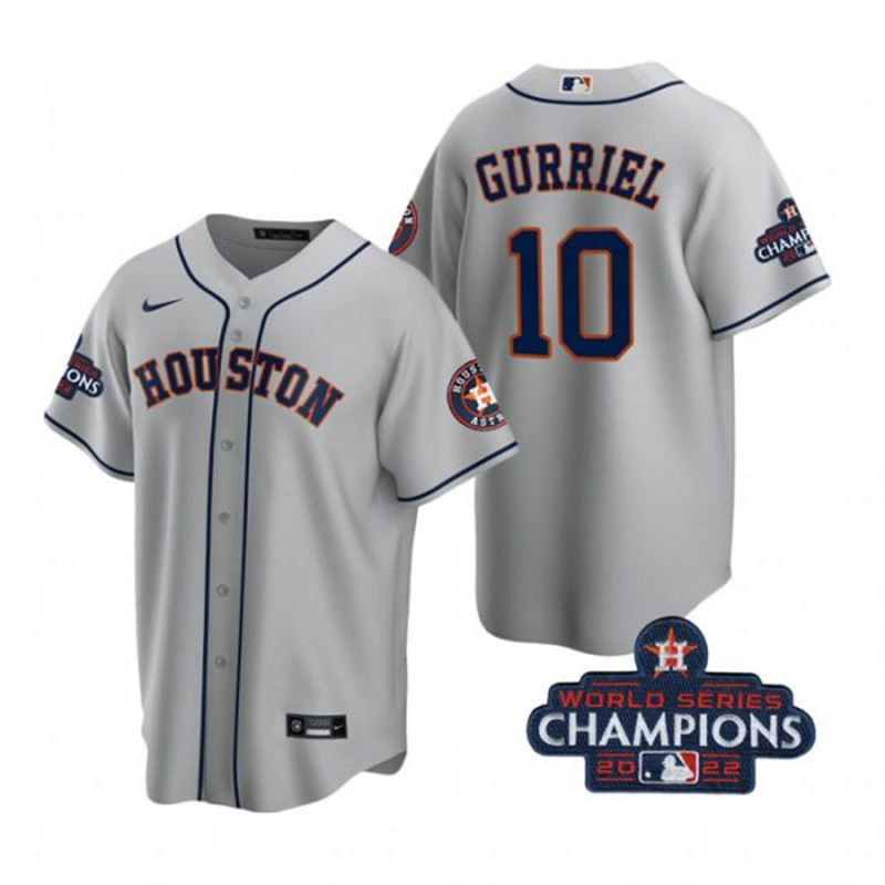 Astros 10 Yuli Gurriel Gray 2022 World Series Champions Cool Base Jersey