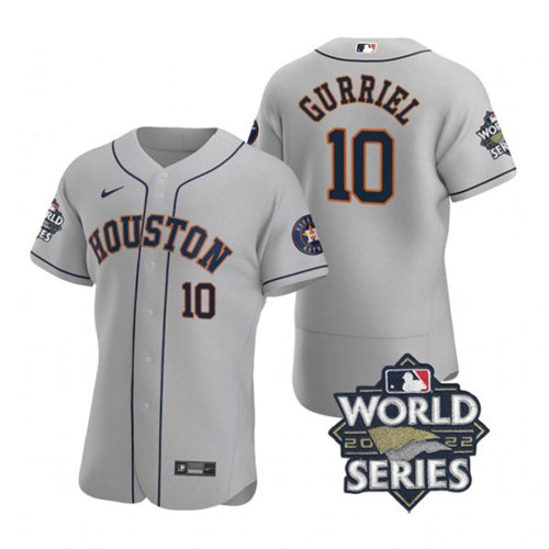 Astros 10 Yuli Gurriel Gray Nike 2022 World Series Flexbase Jersey