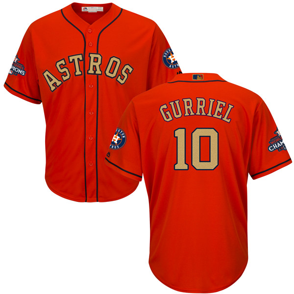 Astros 10 Yuli Gurriel Orange 2018 Gold Program Cool Base Jersey