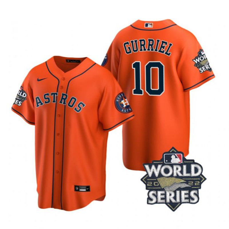 Astros 10 Yuli Gurriel Orange Nike 2022 World Series Cool Base Jersey