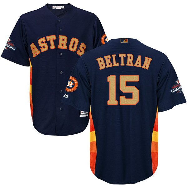 Astros 15 Carlos Beltran Navy 2018 Gold Program Cool Base Jersey