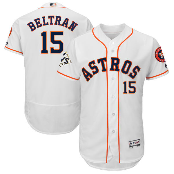 Astros 15 Carlos Beltran White 2017 World Series Bound Flexbase Player Jersey