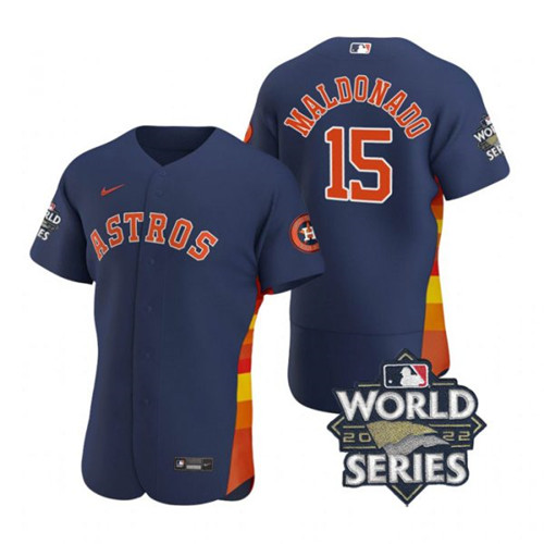 Astros 15 Martin Maldonado Navy Nike 2022 World Series Flexbase Jersey