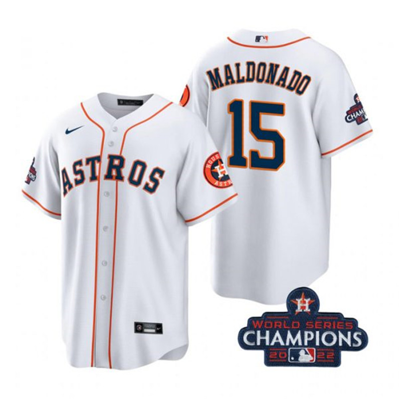 Astros 15 Martin Maldonado White 2022 World Series Champions Cool Base Jersey