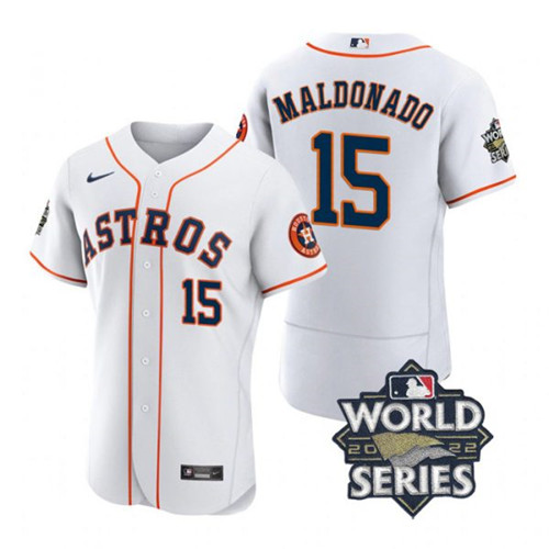 Astros 15 Martin Maldonado White Nike 2022 World Series Flexbase Jersey