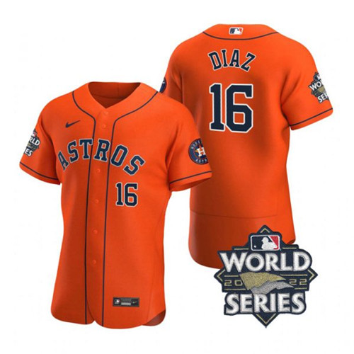 Astros 16 Aledmys Diaz Orange Nike 2022 World Series Flexbase Jersey