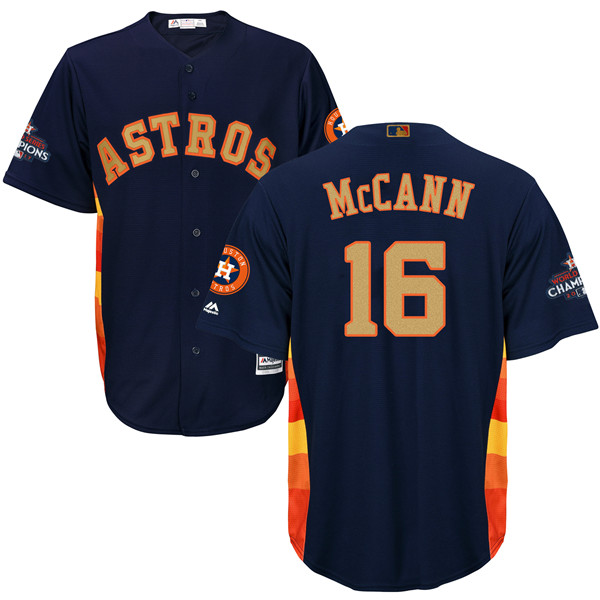 Astros 16 Brian McCann Navy 2018 Gold Program Cool Base Jersey