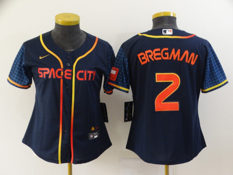 Astros 2 Alex Bregman Navy Women Nike 2022 City Connect Cool Base Jerseys