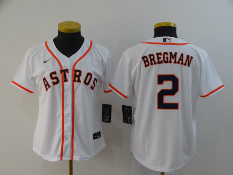 Astros 2 Alex Bregman White Women 2020 Nike Cool Base Jersey