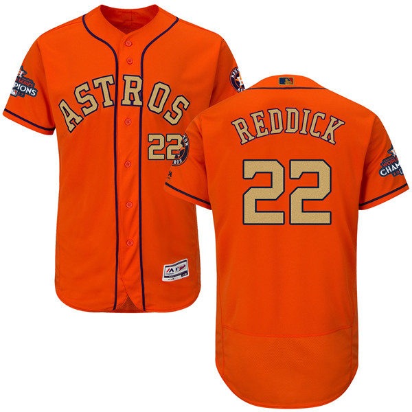 Astros 22 Josh Reddick Orange 2018 Gold Program Flexbase Jersey