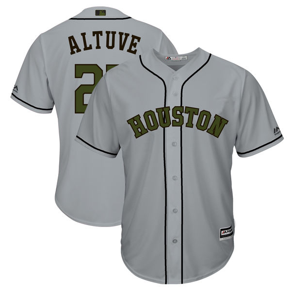 Astros 27 Jose Altuve Gray 2018 Memorial Day Cool Base Jersey