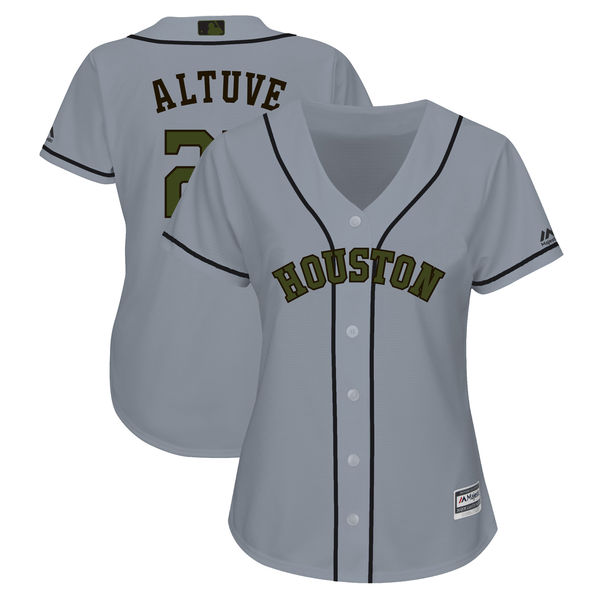 Astros 27 Jose Altuve Gray Women 2018 Memorial Day Cool Base Jersey