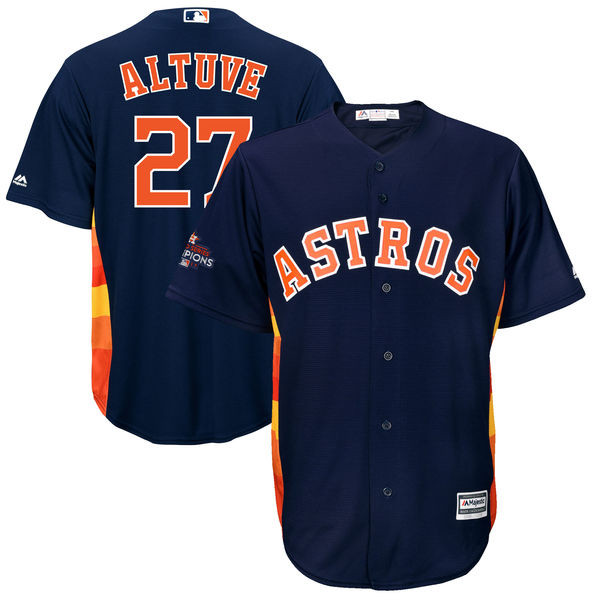 Astros 27 Jose Altuve Navy 2017 World Series Champions Cool Base Player Jersey