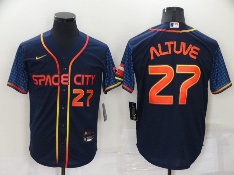 Astros 27 Jose Altuve Navy Nike 2022 City Connect Cool Base Jersey