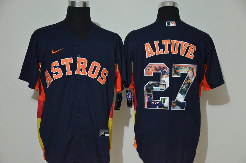 Astros 27 Jose Altuve Navy Nike Cool Base Player Jersey