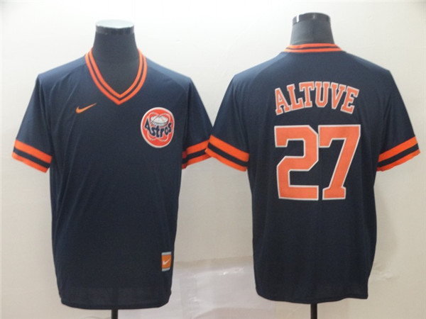 Astros 27 Jose Altuve Navy Throwback Jersey