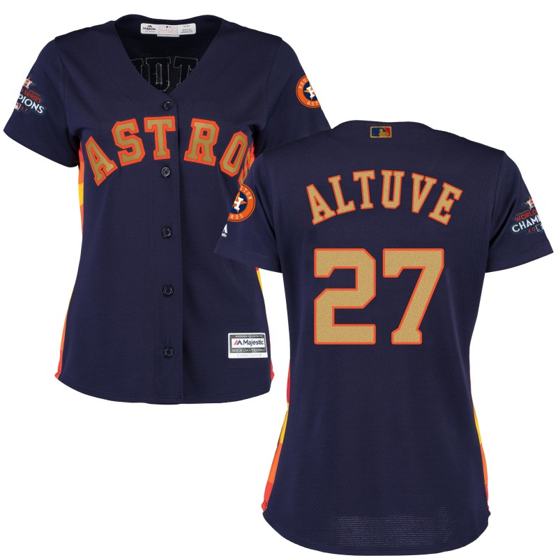 Astros 27 Jose Altuve Navy Women 2017 World Series Champions Cool Base Jersey