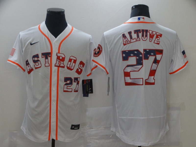 Astros 27 Jose Altuve White USA Flag Fashion Nike Flexbase Jersey