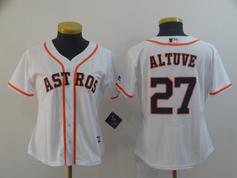 Astros 27 Jose Altuve White Women Cool Base Jersey