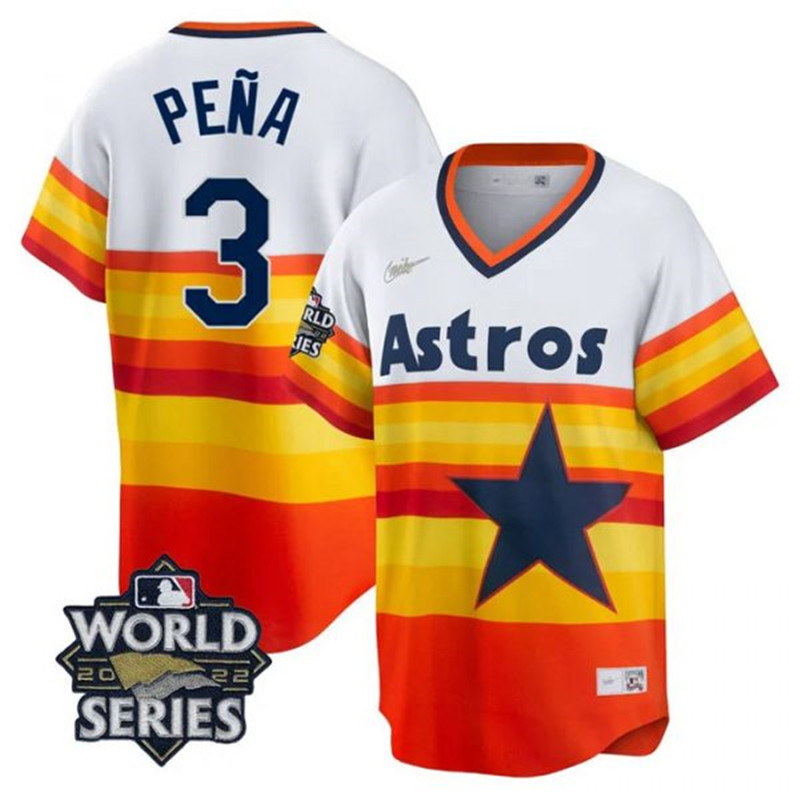 Astros 3 Jeremy Pena Multi Color Nike 2022 World Series Cool Base Jersey