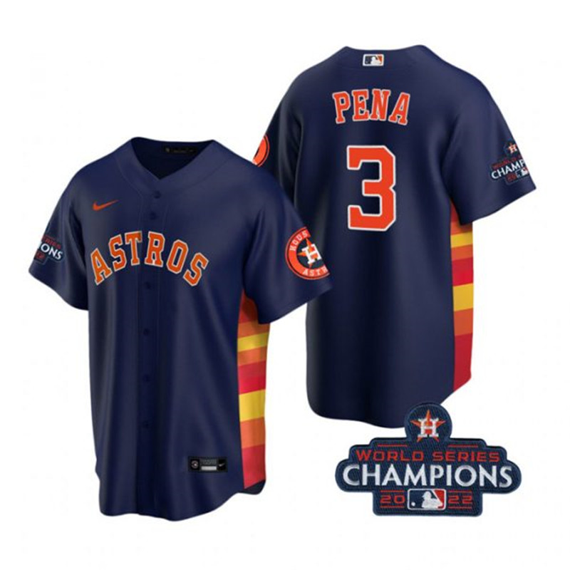 Astros 3 Jeremy Pena Navy 2022 World Series Champions Cool Base Jersey