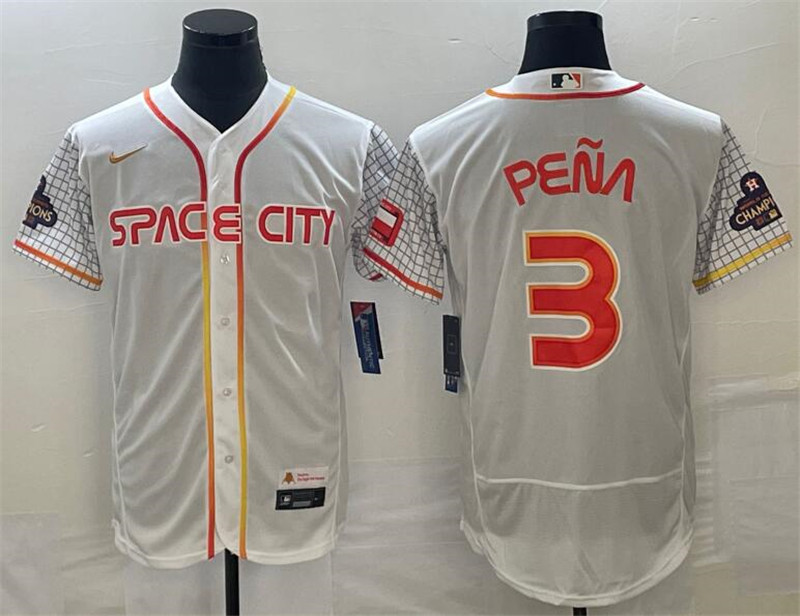 Astros 3 Jeremy Pena White Nike 2022 City Connect World Serise Champions Patch Flexbase Jersey