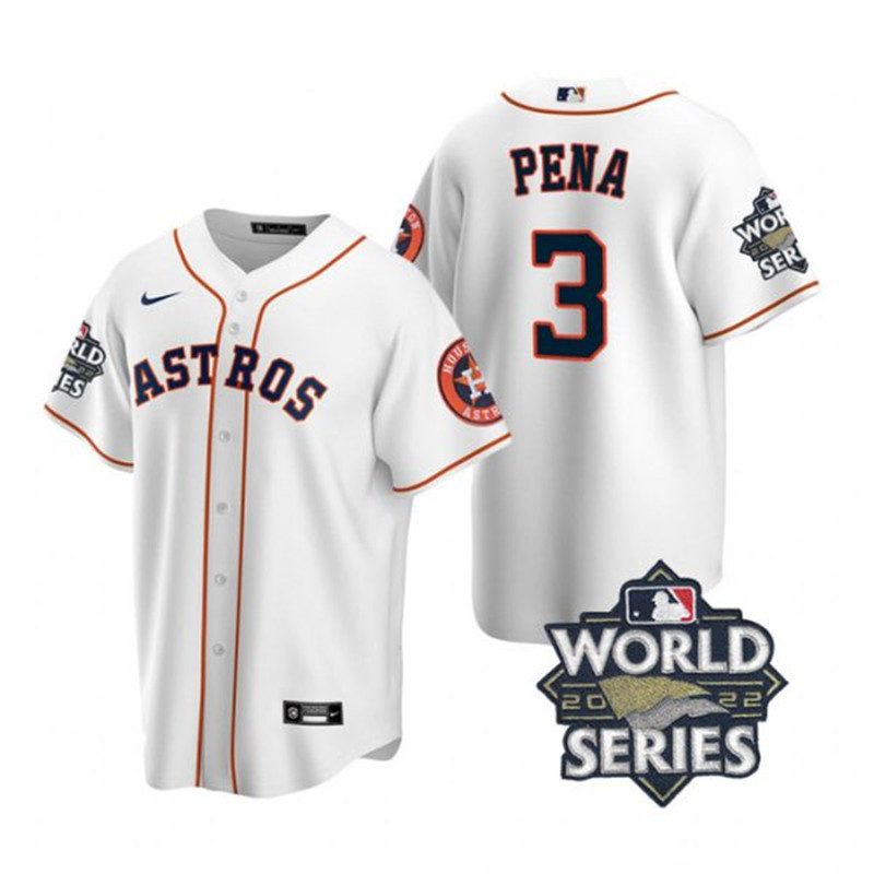 Astros 3 Jeremy Pena White Nike 2022 World Series Cool Base Jersey