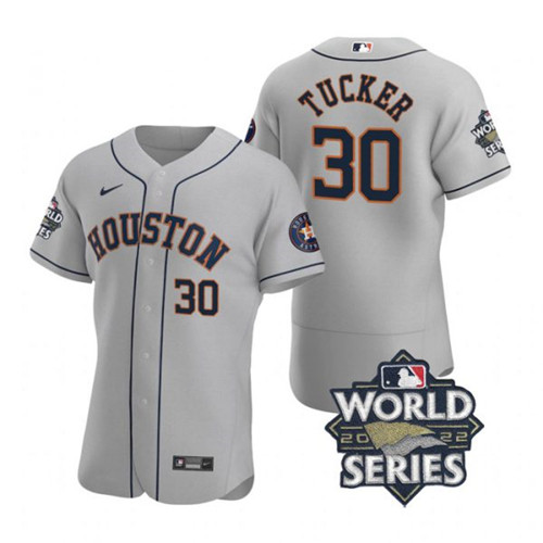 Astros 30 Kyle Tucker Gray Nike 2022 World Series Flexbase Jersey