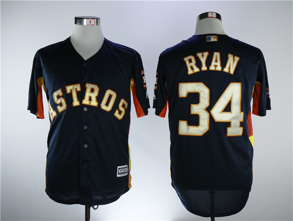 Astros 34 Nolan Ryan Navy 2018 Gold Program Cool Base Jersey