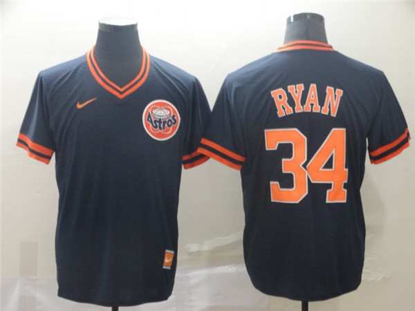 Astros 34 Nolan Ryan Navy Throwback Jersey