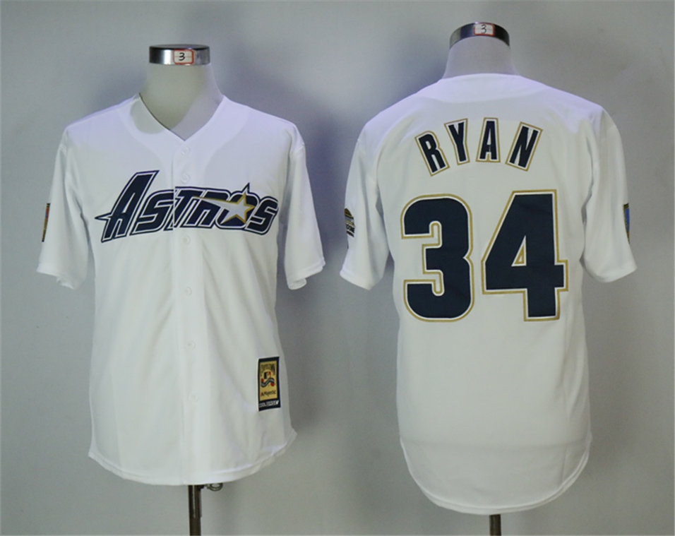 Astros 34 Nolan Ryan White Cooperstown Collection Throwback Jersey