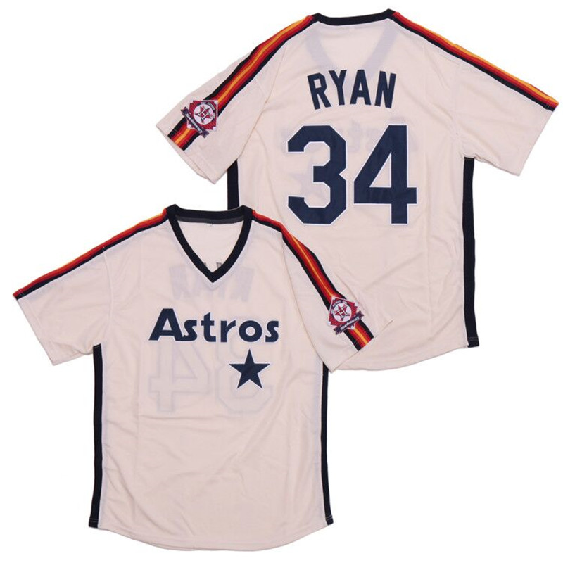 Astros 34 Nolan Ryan White Throwback Jersey