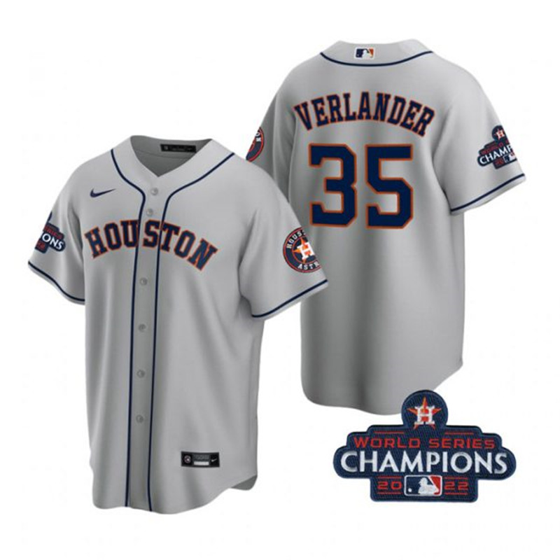 Astros 35 Justin Verlander Gray 2022 World Series Champions Cool Base Jersey