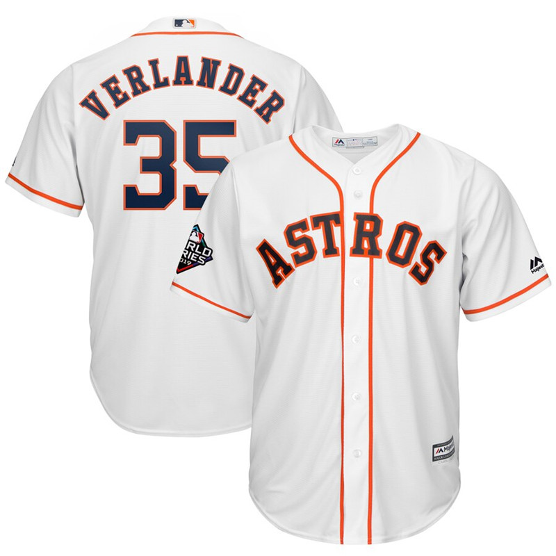 Astros 35 Justin Verlander White 2019 World Series Bound Cool Base Jersey