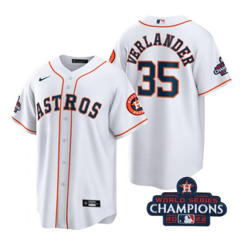 Astros 35 Justin Verlander White 2022 World Series Champions Cool Base Jersey