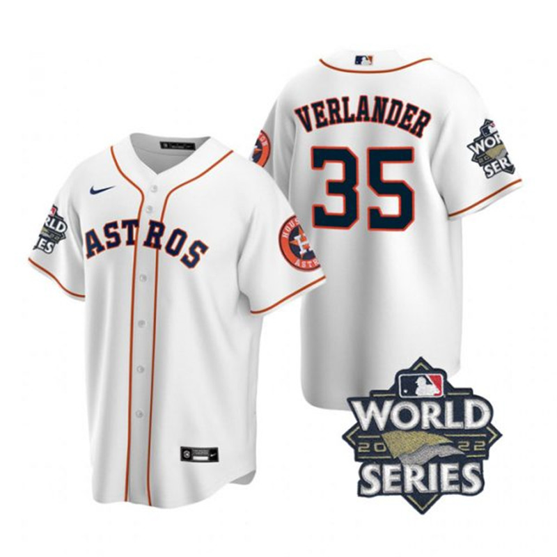 Astros 35 Justin Verlander White Nike 2022 World Series Cool Base Jersey