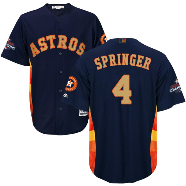 Astros 4 George Springer Navy 2018 Gold Program Cool Base Jersey