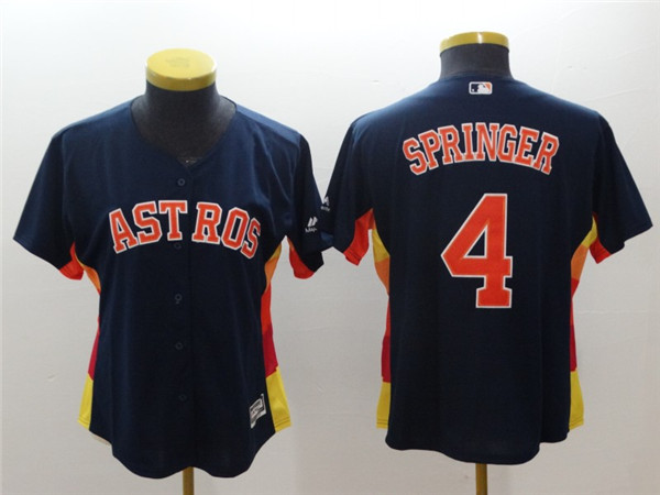 Astros 4 George Springer Navy Women Cool Base Jersey