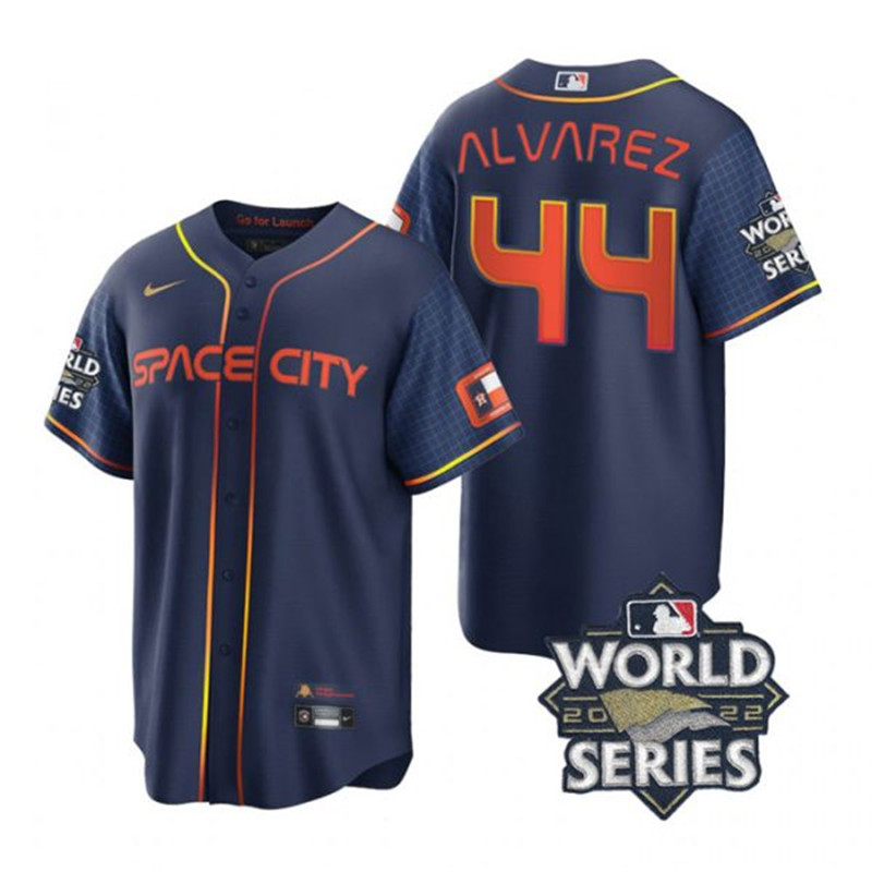 Astros 44 Yordan Alvarez Navy Nike 2022 World Series City Connect Cool Base Jersey