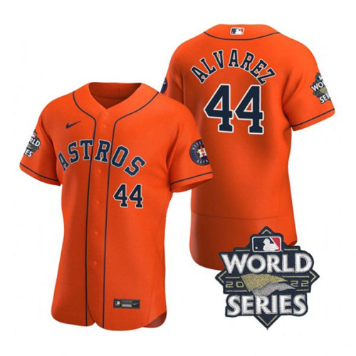 Astros 44 Yordan Alvarez Orange Nike 2022 World Series Flexbase Jersey