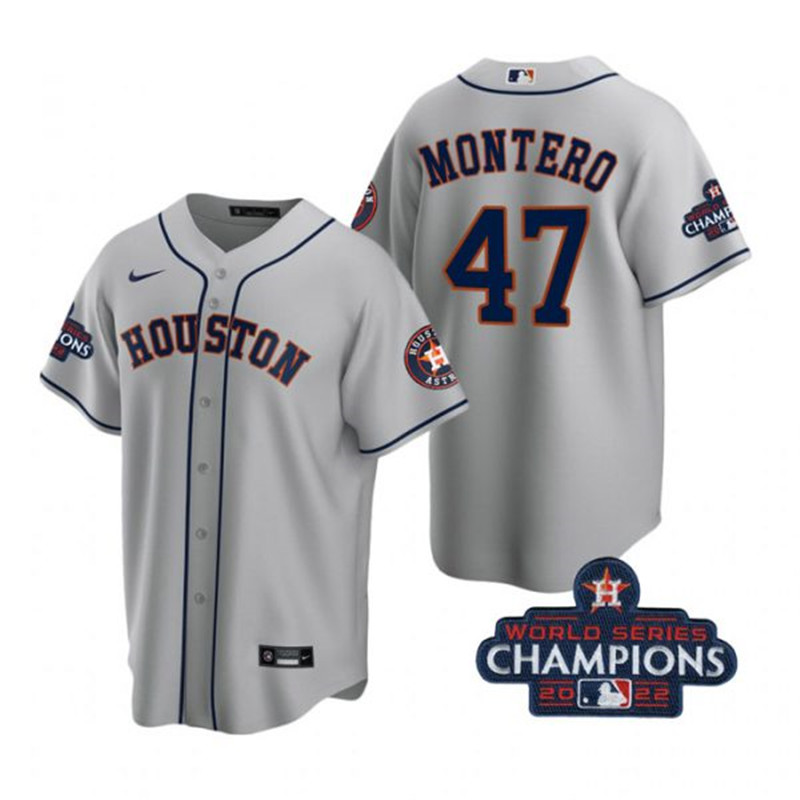 Astros 47 Rafael Montero Gray 2022 World Series Champions Cool Base Jersey