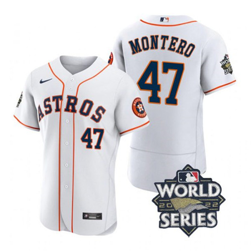 Astros 47 Rafael Montero White Nike 2022 World Series Flexbase Jersey