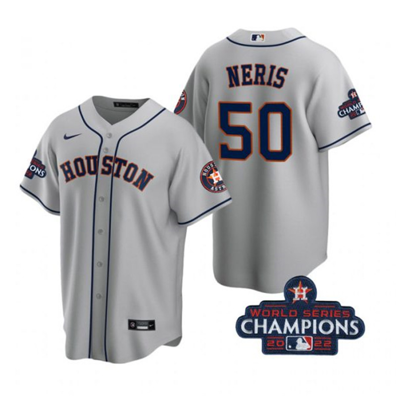 Astros 50 Hector Neris Gray 2022 World Series Champions Cool Base Jersey