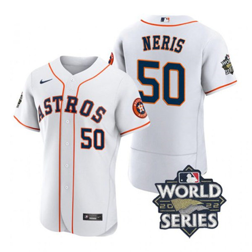 Astros 50 Hector Neris White Nike 2022 World Series Flexbase Jersey