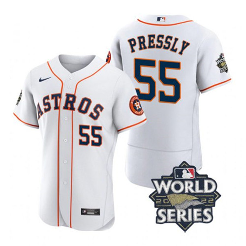 Astros 55 Ryan Pressly White Nike 2022 World Series Flexbase Jersey