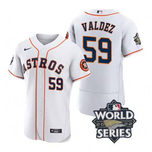 Astros 59 Framber Valdez White Nike 2022 World Series Flexbase Jersey